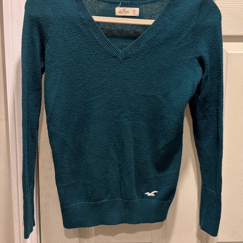 Hollister Teal V-Neck Sweater